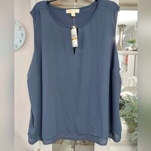 Michael Kors Sleeveless Top Midnight Blue 3X NWT